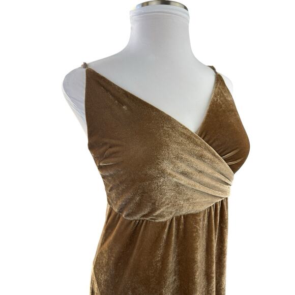 Mia Joy Crushed Velvet Maxi Sleeveless Dress Mocha Brown Women's Size Large - Picture 4 of 15